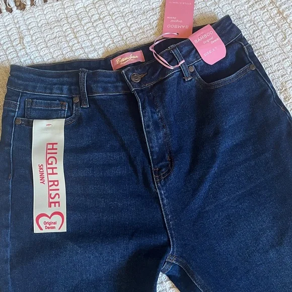 BAMBOO high rise skinny Midnight Blue Ankle Jeans new w/tags sz 17 (juniors) - Picture 2 of 6